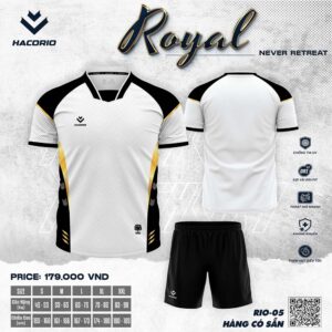 Áo bóng đá HACORIO ROYAL RIO-05 Trắng Đen Gold – Sang trọng và đột phá hiệu suất