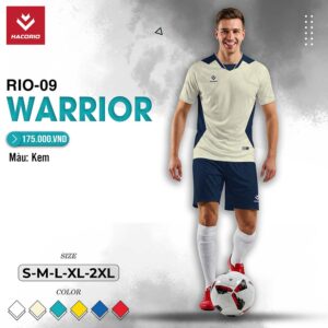 Áo thể thao RIO-09 WARRIOR màu Kem - Xanh Navy