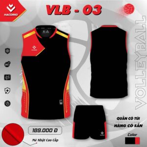 Áo Bóng Chuyền Nam VLB-03 Đen Đỏ