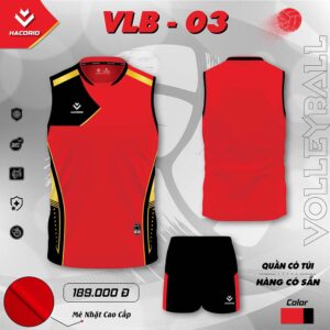 Đồng phục bóng chuyền VLB-03 - Đỏ đen cá tính, bùng nổ năng lượng