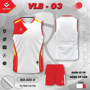 ĐỒNG PHỤC BÓNG CHUYỀN HACORIO VLB-03 TRẮNG ĐỎ VÀNG - SỨC MẠNH & TINH THẦN ĐỒNG ĐỘI