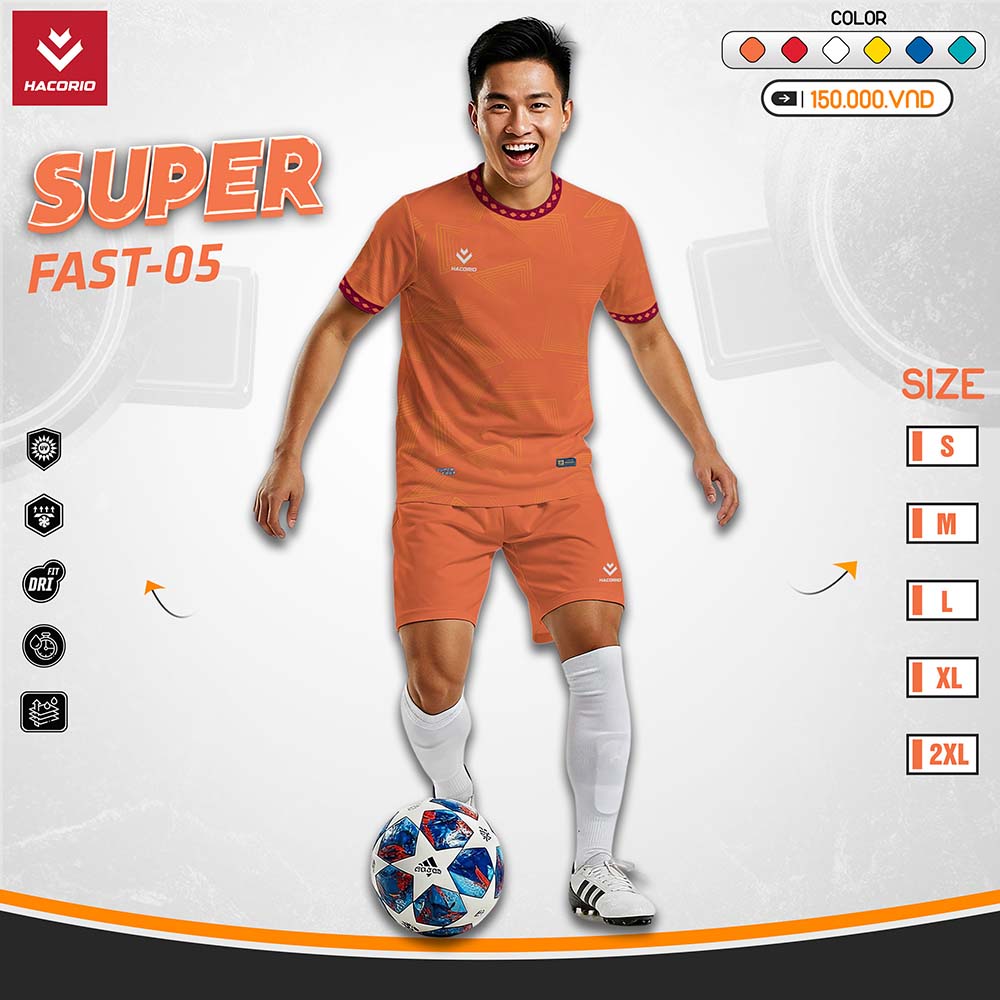 Bộ đồ thể thao Hacorio Super Fast-05 màu cam đất