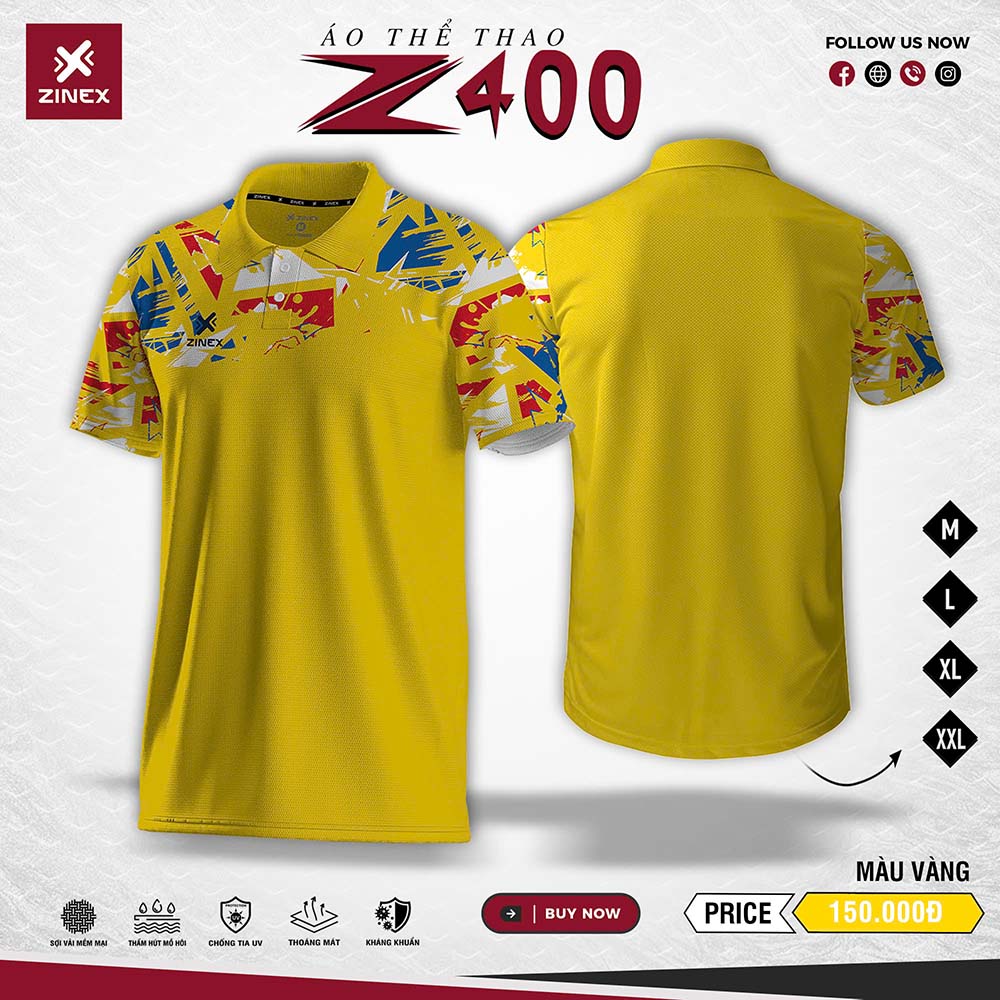 Áo cầu lông Zinex Z400 màu vàng