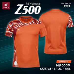 Áo Cầu Lông Zinex Z500 Màu Cam Năng Động