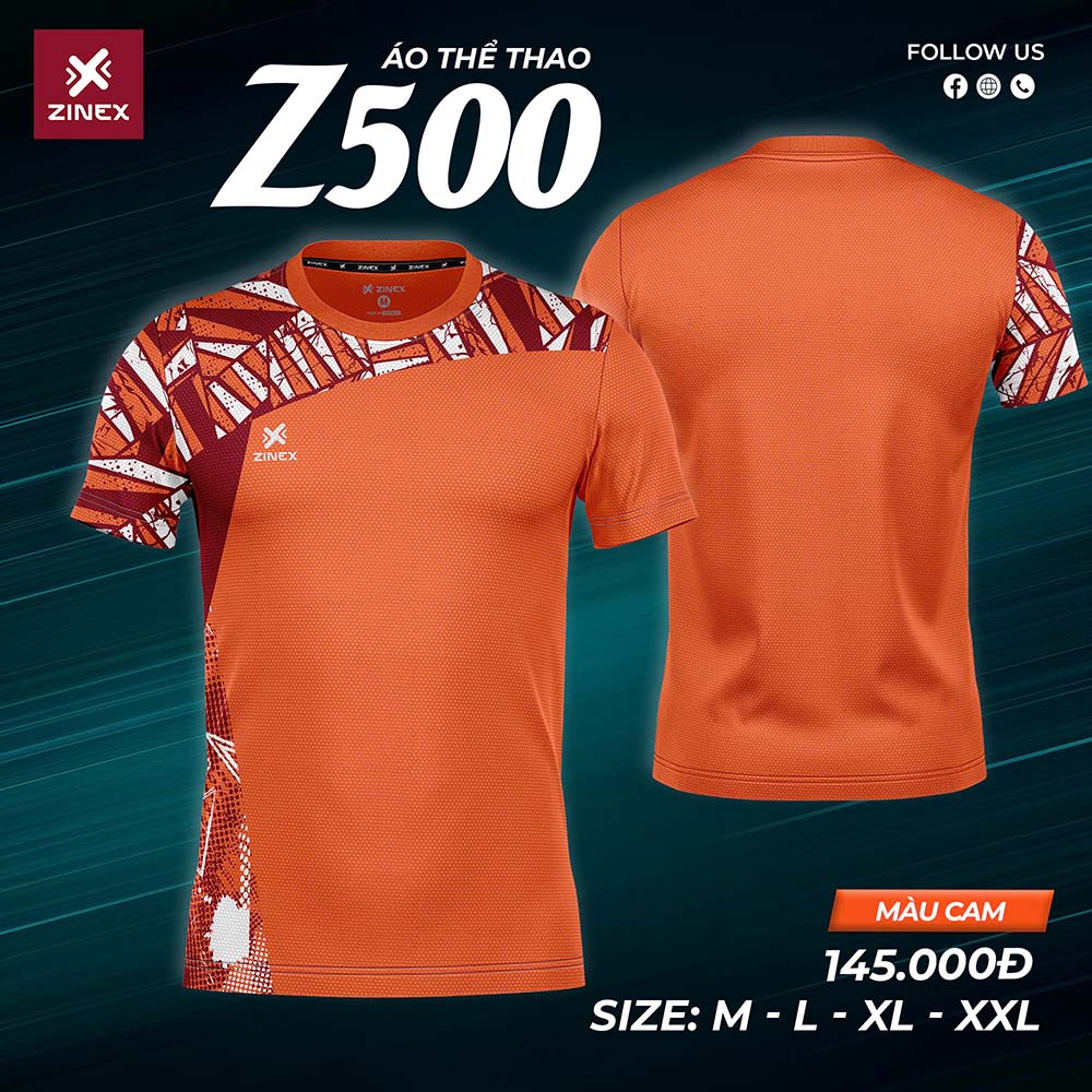 Áo thể thao cầu lông Zinex Z500 màu cam năng động