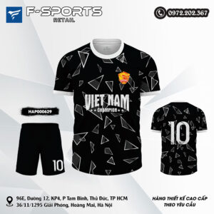 Áo Thể Thao Đen VIETNAM CHAMPION – Thiết Kế Tam Giác Cá Tính