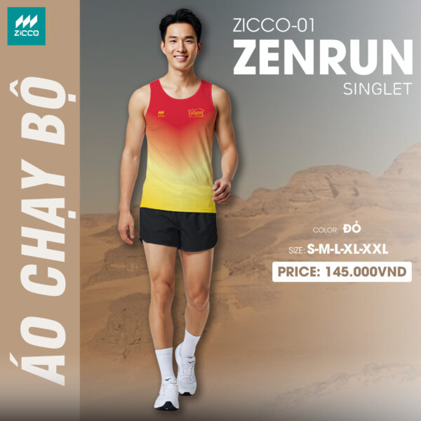 ZICCO-01 Zenrun Đỏ Ombre – Áo Chạy Bộ Không Tay Năng Động