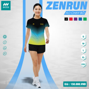 Áo chạy bộ nữ ZENRUN - Đen chuyển sắc