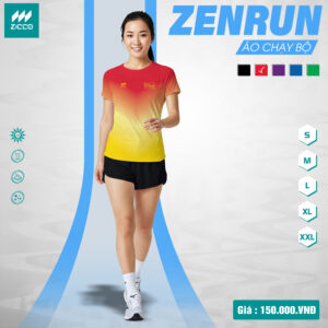 Áo chạy bộ ZENRUN nữ màu đỏ vàng – Năng lượng và phong cách vượt trội