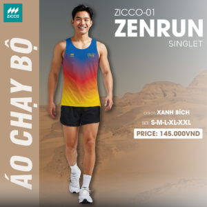 Áo Chạy Bộ ZICCO-01 ZENRUN Màu Xanh Bích Ombre