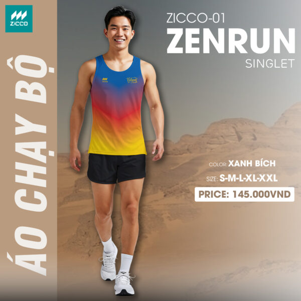 Áo Chạy Bộ ZICCO-01 ZENRUN Màu Xanh Bích Ombre