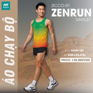 Áo Chạy Bộ ZICCO-01 ZenRun Màu Xanh Két Nổi Bật