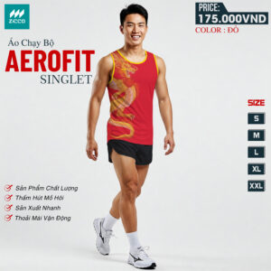 Áo Chạy Bộ Zicco AEROFIT Singlet Đỏ – Rồng Vàng Nổi Bật