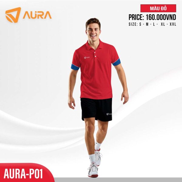 Áo Polo Thể Thao Nam AURA-P01 Màu Đỏ Tươi