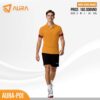 Áo Polo Thể Thao AURA-P01 - Vàng Nghệ Viền Đỏ Rượu