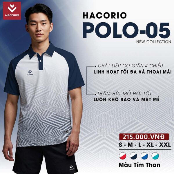Áo Polo Thể Thao Nam HACORIO POLO-05 Màu Tím Than - Phong Cách, Thanh Lịch và Cá Tính