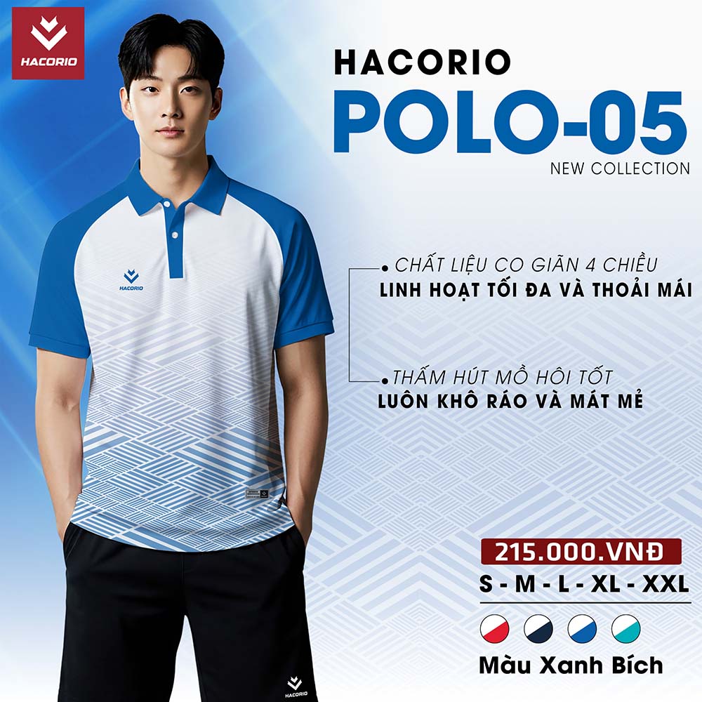 Áo Polo HACORIO POLO-05 Xanh Bích trẻ trung năng động