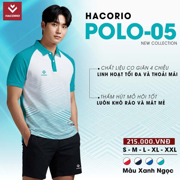 Áo Polo HACORIO POLO-05 Màu Xanh Ngọc – Trẻ Trung & Năng Động