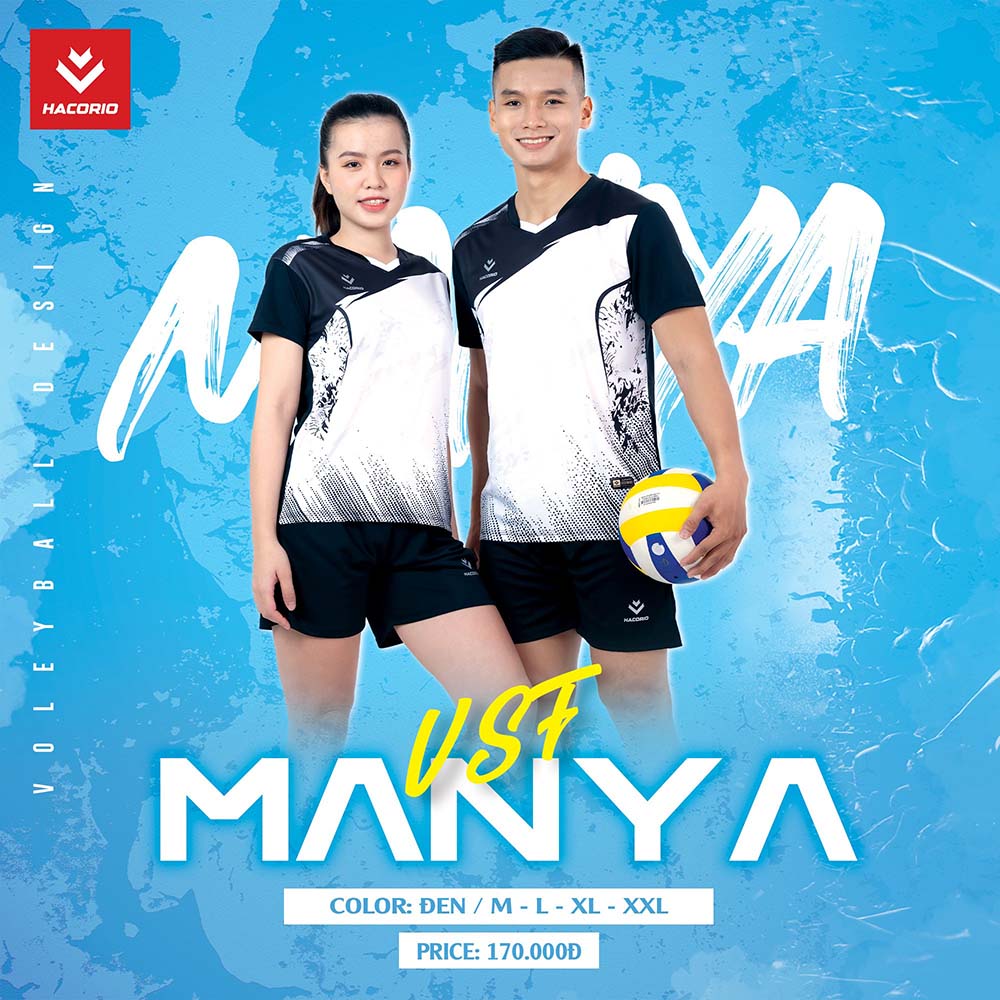 Áo Bóng Chuyền Unisex Hacorio Manya VSF màu đen trắng