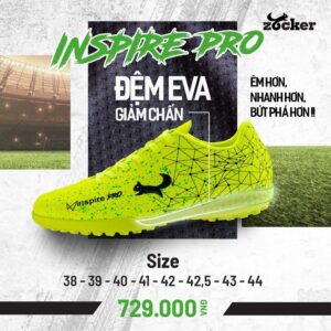 Giày đá bóng Zocker Inspire Pro Vàng Neon - Bứt tốc nổi bật
