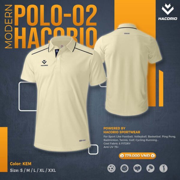 Áo Thun Polo HACORIO POLO-02 - Màu Kem Thanh Lịch