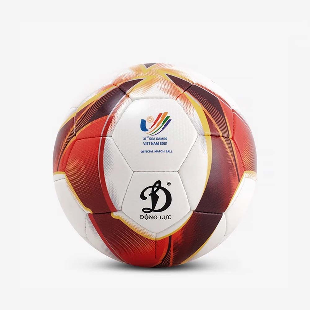 Quả bóng đá Đồng Lực UHV 2.07 màu trắng đỏ vàng đen – bóng thi đấu SEA Games 31