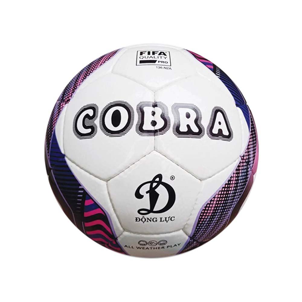 Quả bóng đá COBRA màu trắng phối hồng tím đen xanh dương của Động Lực đạt chuẩn FIFA QUALITY PRO