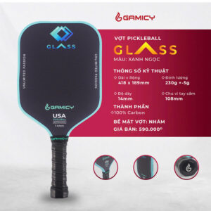 Vợt Pickleball GAMICY GLASS Xanh Ngọc - Kiểu 1