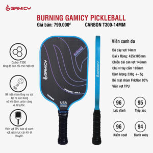 Vợt Pickleball Burning Gamicy – Đen viền Xanh Da Trời