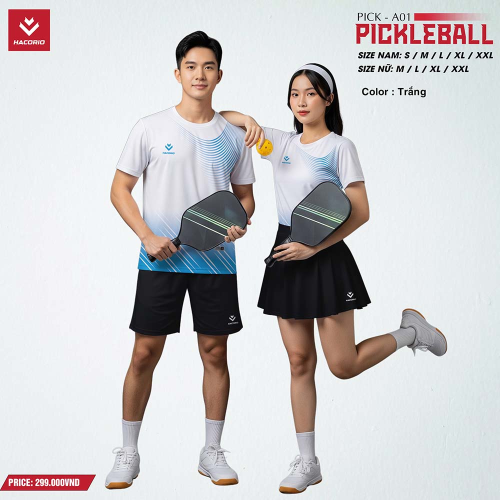 Bộ Đồ Thể Thao Pickleball PICK-A01 Màu Trắng Xanh Đen