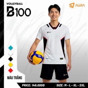 Bộ đồ bóng chuyền Aura B100 màu trắng