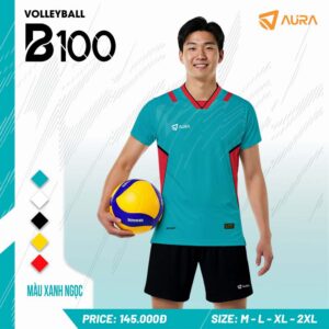 Áo bóng chuyền Aura B100 màu xanh ngọc