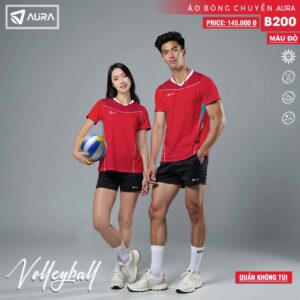 Áo bóng chuyền Aura B200 màu đỏ – Năng lượng bừng sáng sân đấu