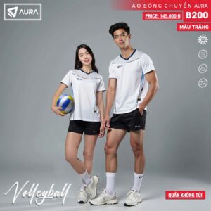 Áo Bóng Chuyền AURA B200 Màu Trắng - Đơn Giản, Thoải Mái, Đẳng Cấp
