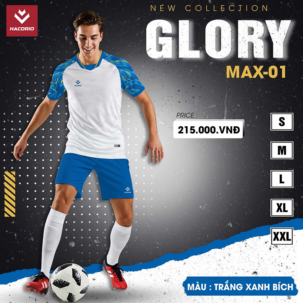 Bộ thể thao nam GLORY MAX-01 trắng xanh bích – Hacorio