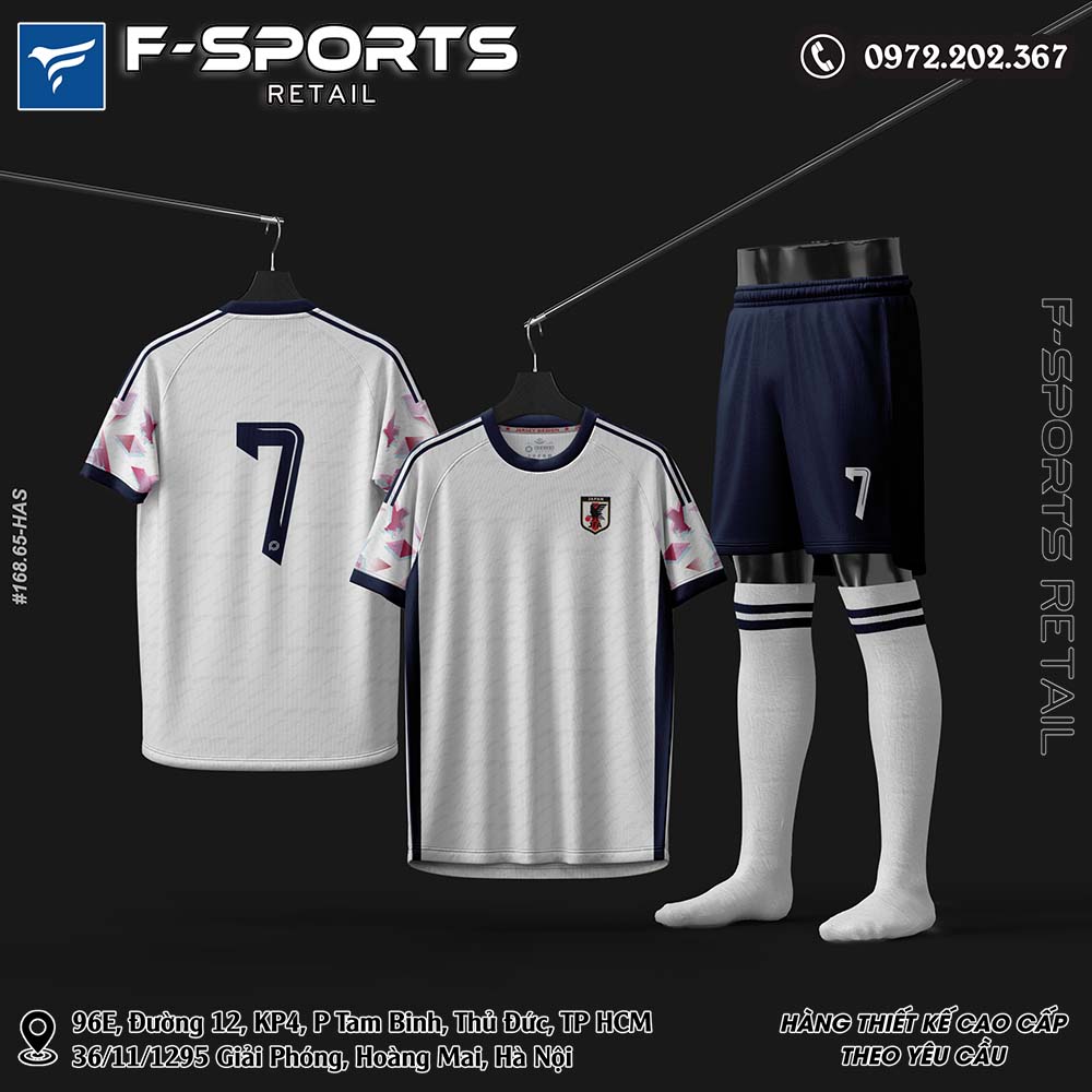 Áo bóng đá thiết kế trắng navy pastel năng động 2025