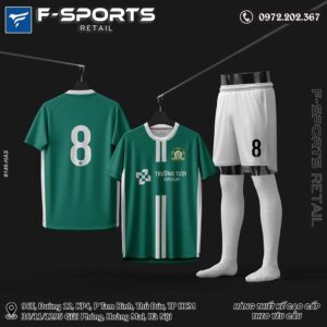 Đồng phục thi đấu thiết kế độc lạ F-Sports - Xanh lá sọc trắng