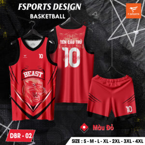 Áo bóng rổ FSPORTS DESIGN DBR-02 màu đỏ - Thể hiện cá tính mãnh liệt