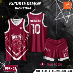 Đồng Phục Bóng Rổ FSPORTS DBR-02 Màu Đỏ Đô