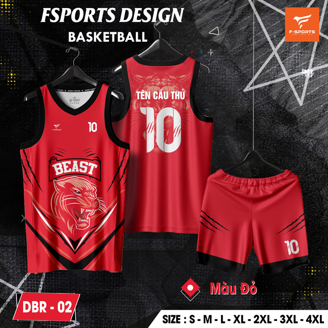Áo bóng rổ FSPORTS DESIGN DBR-02 màu đỏ