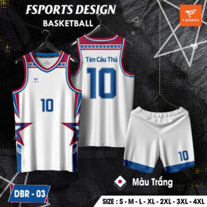 Đồng phục bóng rổ DBR-03 màu trắng – FSPORTS DESIGN