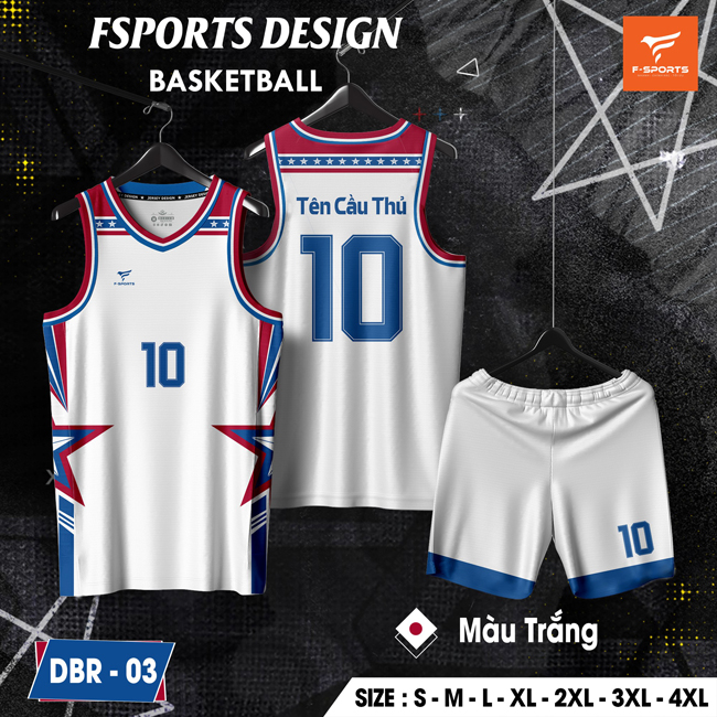 Đồng phục bóng rổ DBR-03 màu trắng – FSPORTS DESIGN