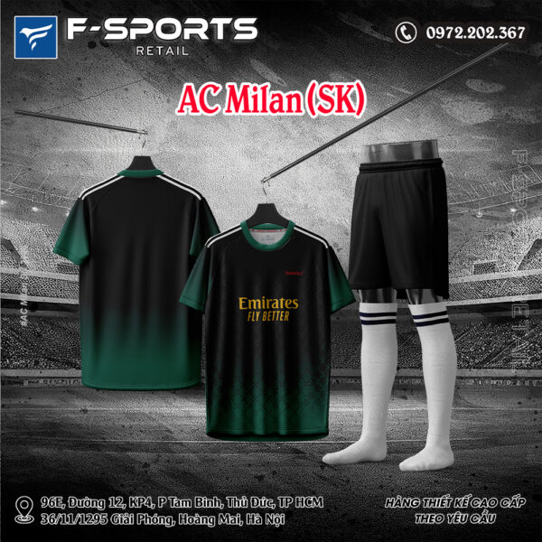Bộ Trang Phục Thể Thao AC Milan Sân Khách 2025/26 Màu Đen Xanh Rêu