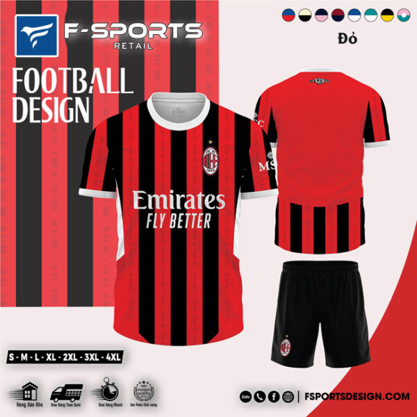 Bộ quần áo bóng đá AC Milan sân nhà 2024 - Màu đỏ đen
