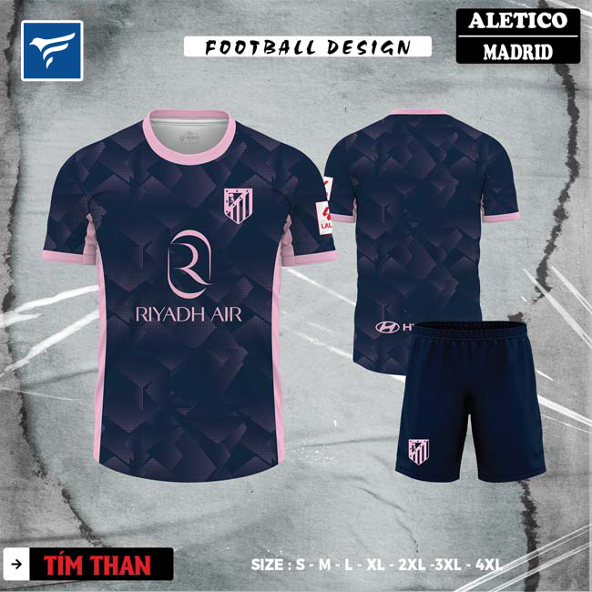 Áo bóng đá Atletico Madrid màu tím than sân khách 2024