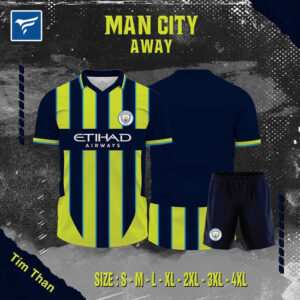 Áo CLB Man City Sân Khách 2024 – Tím Than & Vàng Neon