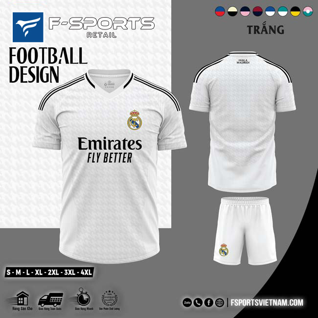 Áo Bóng Đá Real Madrid 2024 Sân Nhà Màu Trắng