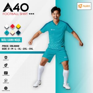 Áo bóng đá A40 màu xanh ngọc - Thiết kế nổi bật, chất liệu cao cấp