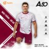 Áo bóng đá Aura A50 màu trắng đỏ đô - Thiết kế thể thao, chất liệu cao cấp