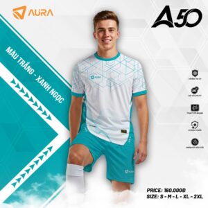 Áo thể thao Aura A50 - Trắng Xanh Ngọc